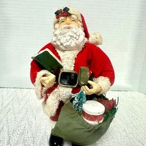 Vintage Kirkland Signature Festive Santa Claus Figurine rare find fabric mache